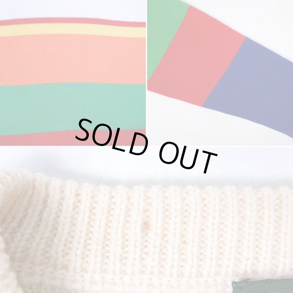 画像4: 90's J.CREW マルチボーダー柄 ウールニット (4)