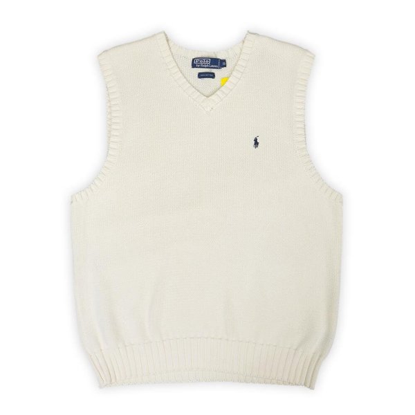 画像1: 90's Polo Ralph Lauren Vネック コットンニットベスト (1)