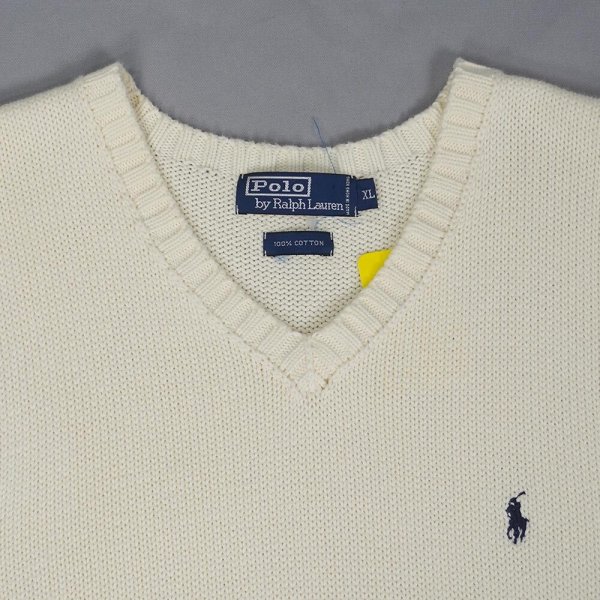 画像3: 90's Polo Ralph Lauren Vネック コットンニットベスト (3)