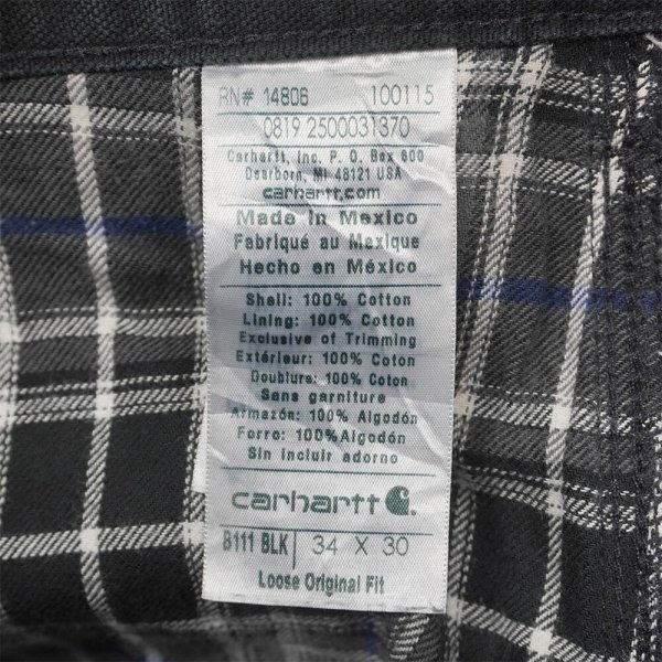 画像4: 00's Carhartt フランネルライナー ダックペインターパンツ "B111 BLK / W34 L30" (4)