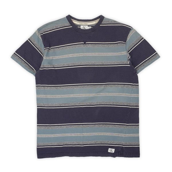 画像1: 90's Calvin Klein マルチボーダーTシャツ (1)