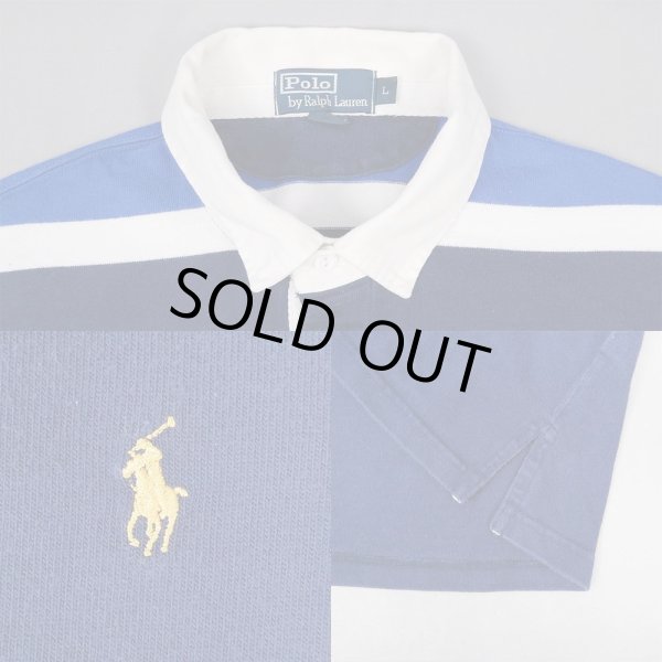 画像3: 90's Polo Ralph Lauren マルチボーダー柄 ラガーシャツ (3)