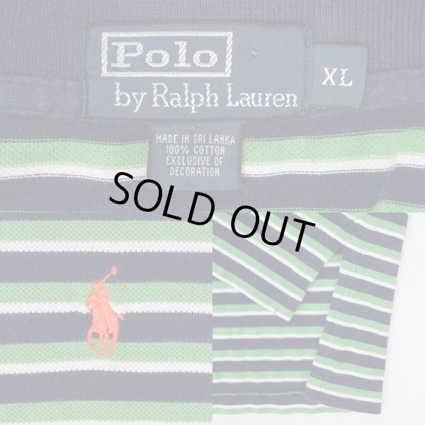 画像2: 00's Polo Ralph Lauren マルチボーダー柄 ポロシャツ (2)