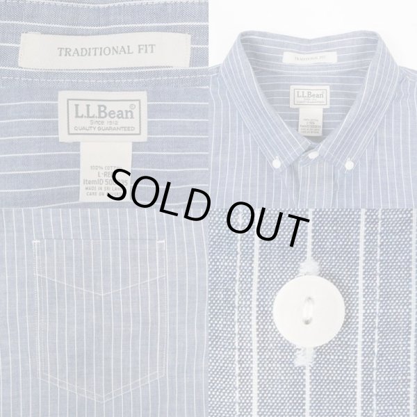 画像3: 00's L.L.Bean ストライプ柄 S/S ボタンダウンシャツ (3)