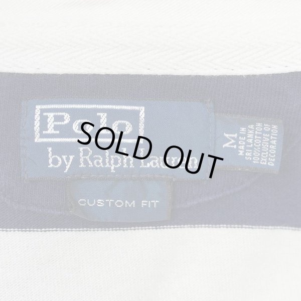 画像2: 00's Polo Ralph Lauren ワイドボーダー柄 ラガーシャツ "NAVY×WHITE" (2)