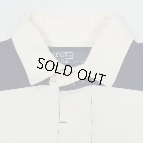 画像3: 00's Polo Ralph Lauren ワイドボーダー柄 ラガーシャツ "NAVY×WHITE" (3)