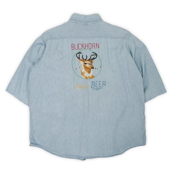 画像1: 60's ELY シャンブレーシャツ "Embroidery & Cut Off Custom" (1)