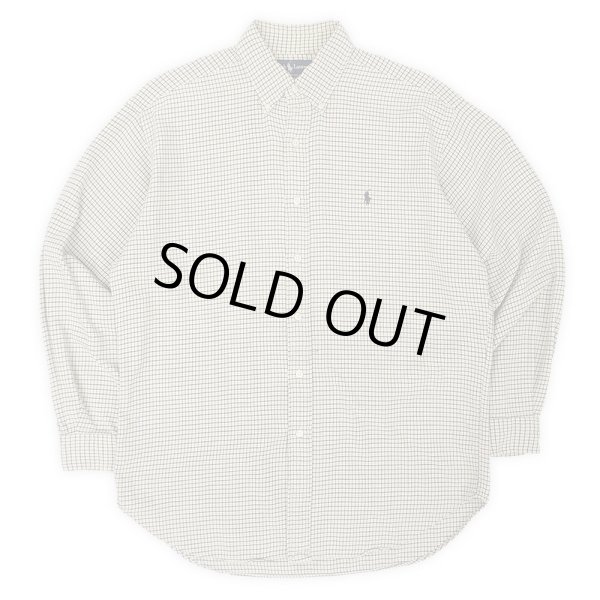 画像1: 90's Polo Ralph Lauren フランネル ボタンダウンシャツ "BLAKE / Beige Plaid" (1)