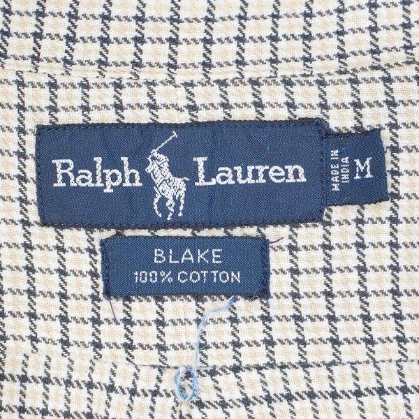 画像2: 90's Polo Ralph Lauren フランネル ボタンダウンシャツ "BLAKE / Beige Plaid" (2)