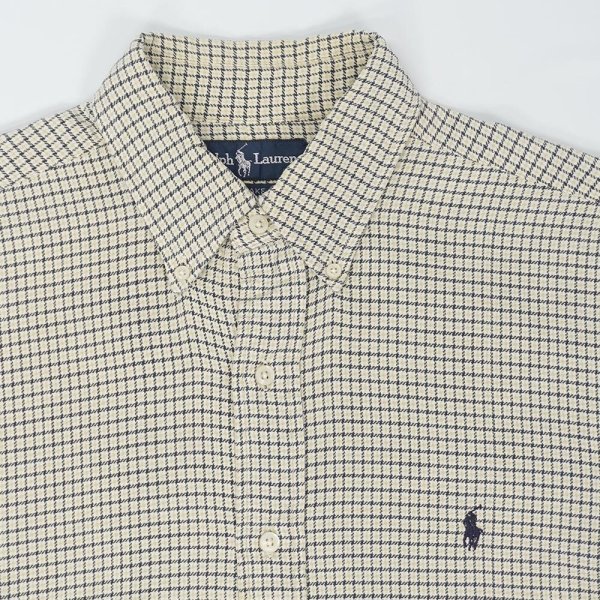 画像3: 90's Polo Ralph Lauren フランネル ボタンダウンシャツ "BLAKE / Beige Plaid" (3)
