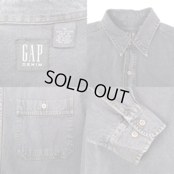 画像3: 90's OLD GAP ブラックデニムワークシャツ (3)