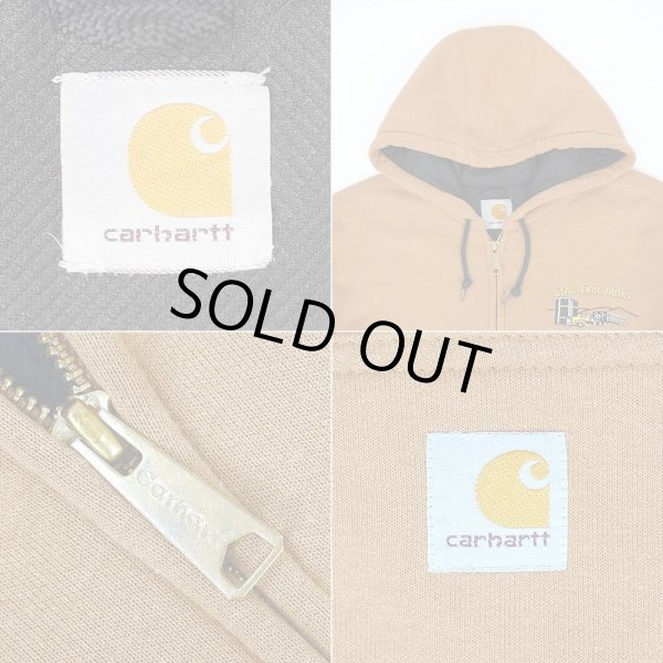 画像2: 00's Carhartt サーマルライナー フルジップ スウェットパーカー "BROWN" (2)