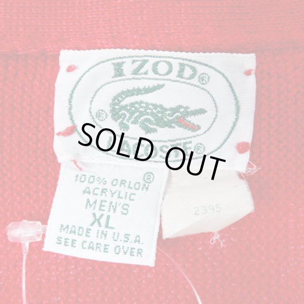 画像2: 80's IZOD LACOSTE アクリルカーディガン "RED / MADE IN USA" (2)