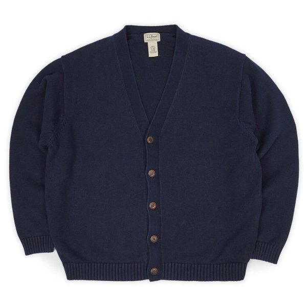 画像1: 00's L.L.Bean コットンニットカーディガン "NAVY" (1)