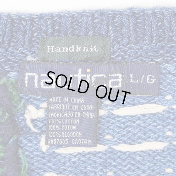 画像3: 90's NAUTICA パッチワーク コットンニット "HAND KNIT" (3)