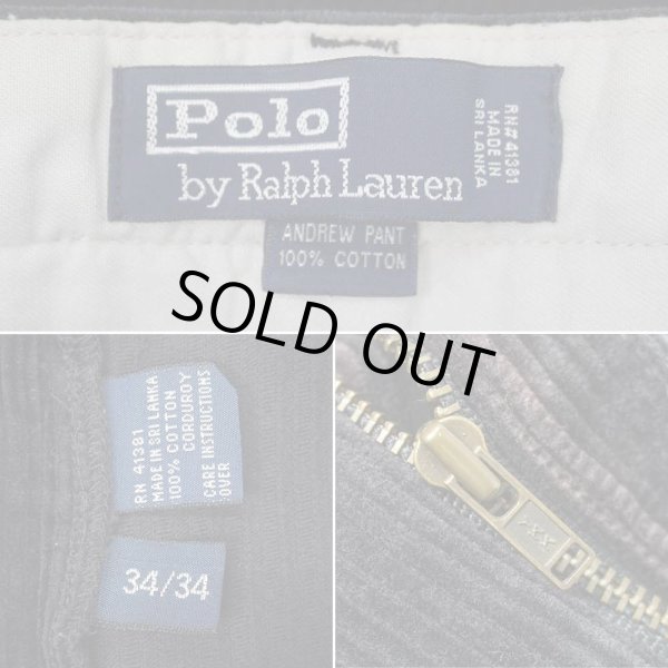 画像4: 90's Polo Ralph Lauren 2タック 太畝コーデュロイトラウザー “ANDREW PANT / DARK NAVY” (4)