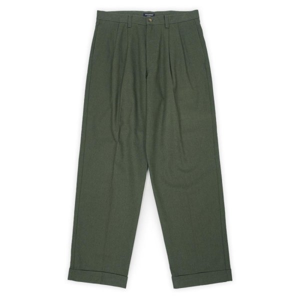 画像1: 90's DOCKERS 2タック ヘリンボーントラウザー "OLIVE / W33 L32" (1)