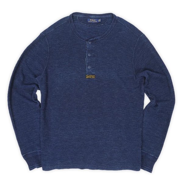 画像1: 00's Polo Ralph Lauren ヘンリーネック カットソー "Indigo Dye" (1)