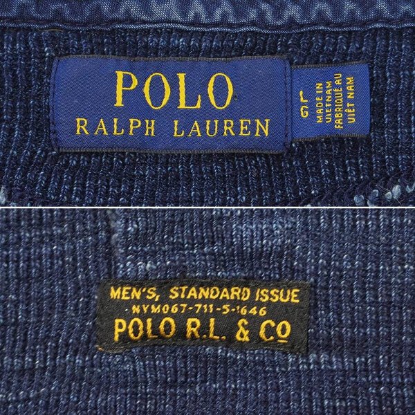 画像2: 00's Polo Ralph Lauren ヘンリーネック カットソー "Indigo Dye" (2)