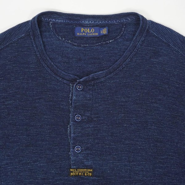 画像3: 00's Polo Ralph Lauren ヘンリーネック カットソー "Indigo Dye" (3)