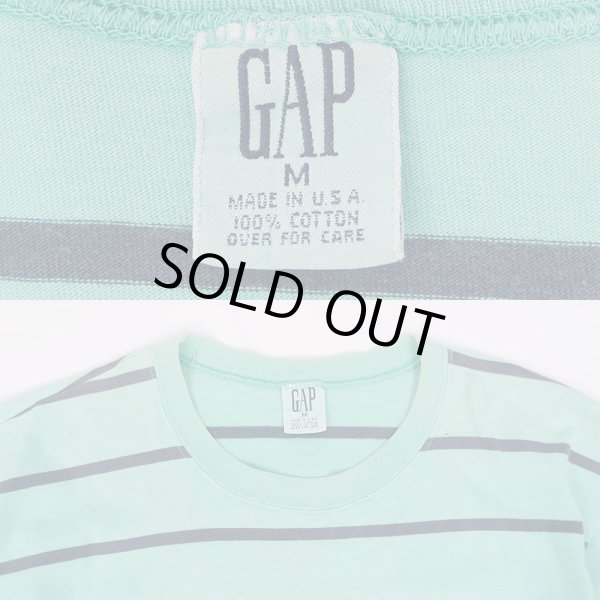 画像3: 90's OLD GAP ボーダー柄 Tシャツ “EMERALD / MADE IN USA” (3)