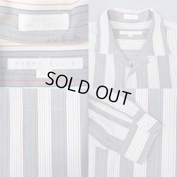 画像3: 90's PERRY ELLIS マルチストライプ柄 オープンカラーシャツ (3)