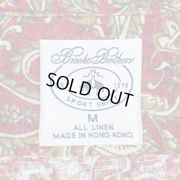 画像2: 90's Brooks Brothers S/S 総柄 リネンオープンカラーシャツ (2)