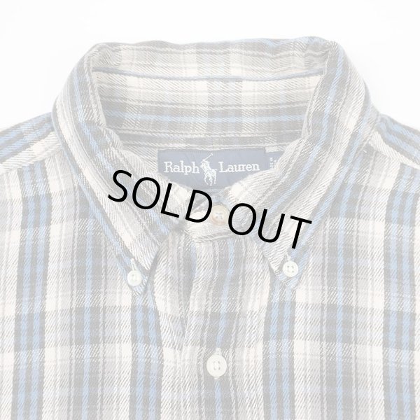 画像3: 90's Polo Ralph Lauren ヘビーネル ボタンダウンシャツ “BLAKE / Ombre Plaid” (3)