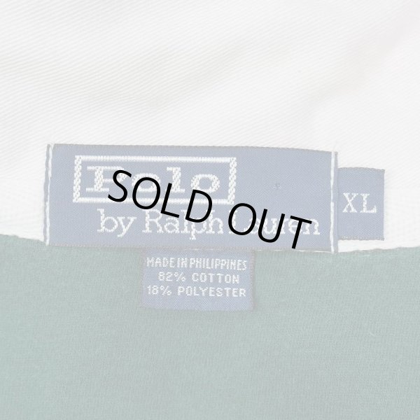 画像2: 90's Polo Ralph Lauren スウェット ラガーシャツ "GREEN×NAVY" (2)