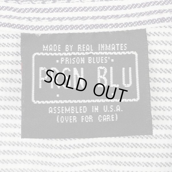 画像2: 00's PRISON BLUES ヒッコリーストライプ ハーフジップワークシャツ "MADE IN USA" (2)