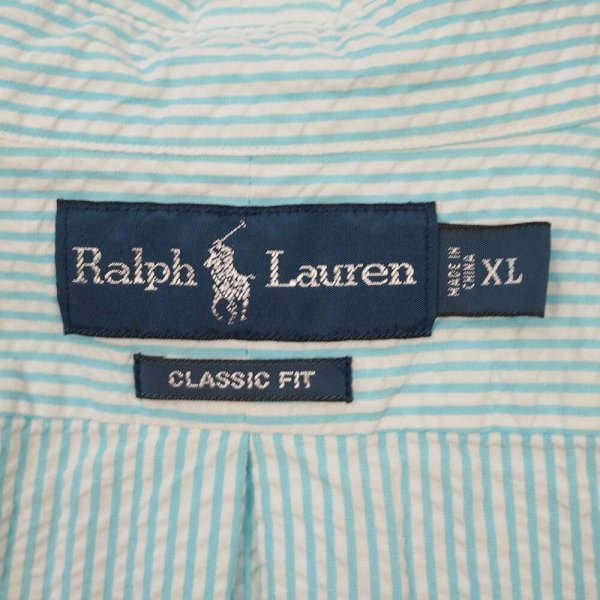 画像2: 90's Polo Ralph Lauren S/S ストライプ柄 シアサッカー ボタンダウンシャツ (2)