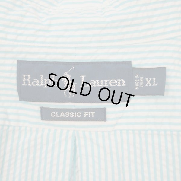 画像2: 90's Polo Ralph Lauren S/S ストライプ柄 シアサッカー ボタンダウンシャツ (2)