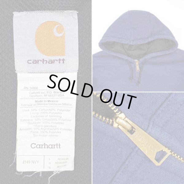 画像2: 00's Carhartt サーマルライナー フルジップ スウェットパーカー "NAVY" (2)