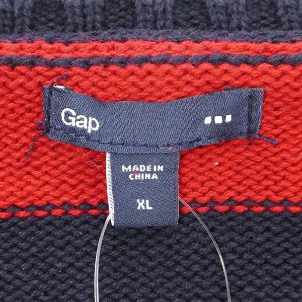 画像2: 00's GAP ワイドボーダー柄 コットンニット (2)