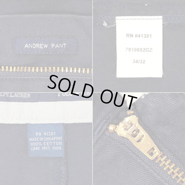 画像4: 90's Polo Ralph Lauren 2タック チノトラウザー "ANDREW PANT / NAVY" (4)