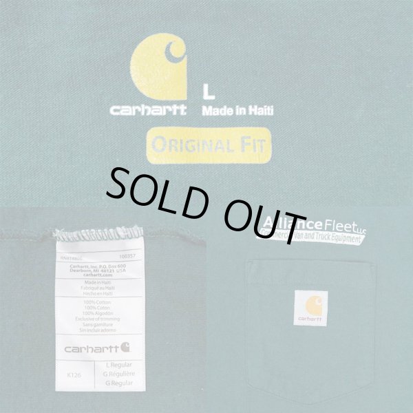 画像2: 00's Carhartt L/S ポケットTシャツ "企業ロゴ刺繍" (2)