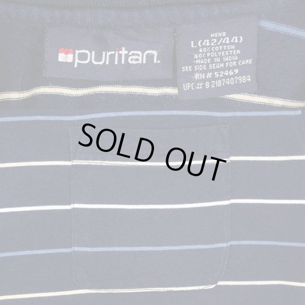 画像2: 90's Puritan マルチボーダー柄 ポケットTシャツ (2)