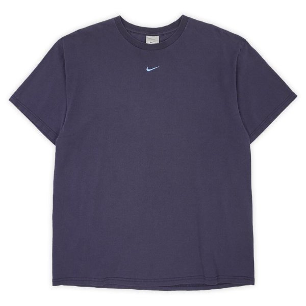 画像1: Early 00's NIKE センタースウォッシュロゴ Tシャツ ”Fade Navy" (1)