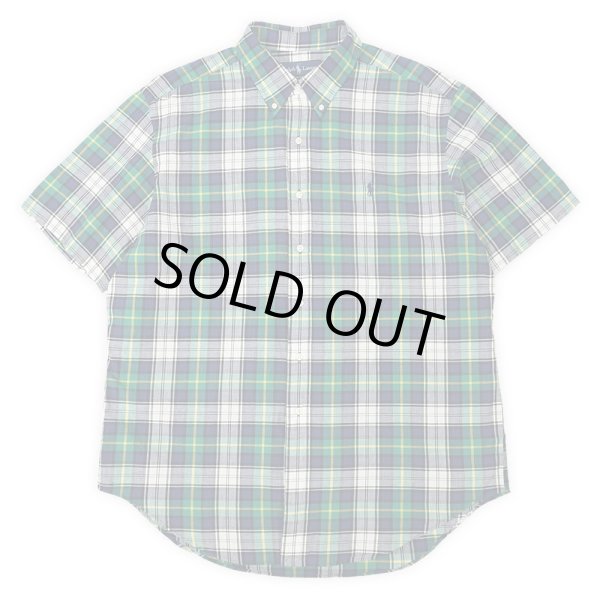 画像1: 00's Polo Ralph Lauren S/S ボタンダウンシャツ "CLASSIC FIT / GREEN Plaid" (1)