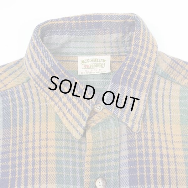 画像4: 90's FIVE BROTHER ヘビーネルシャツ "Gray Plaid / MADE IN USA" (4)