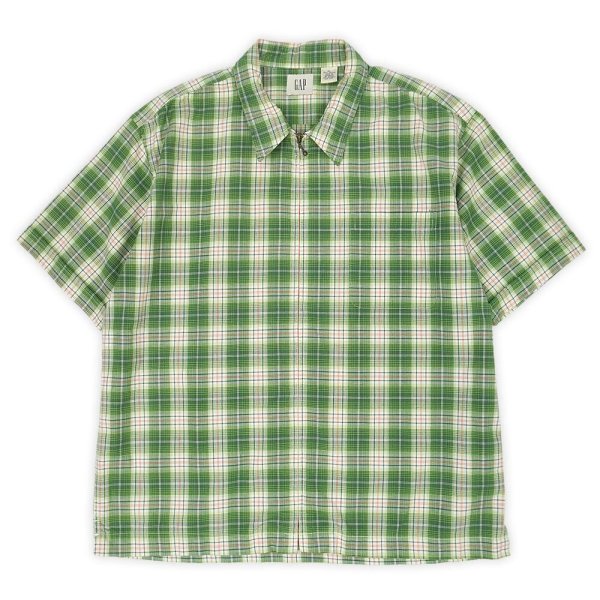 画像1: Early 00's OLD GAP S/S フルジップ レギュラーカラーシャツ (1)