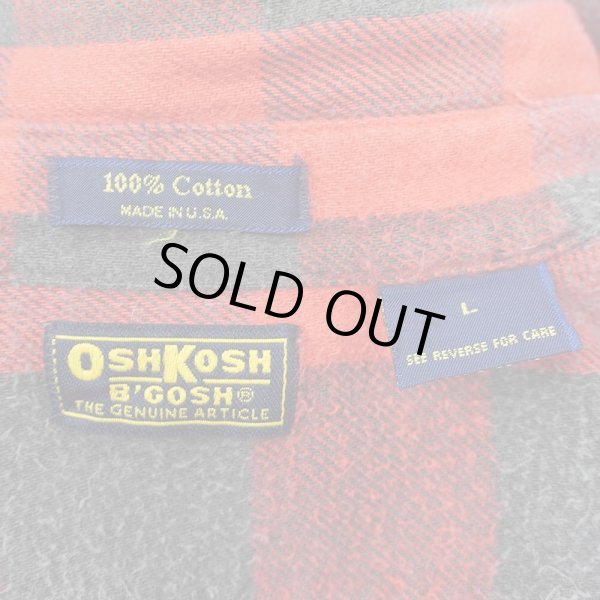 画像2: 90's OSHKOSH ブロックチェック柄 ヘビーネルシャツ "MADE IN USA" (2)