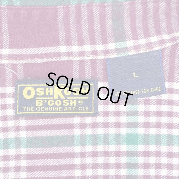 画像2: 90's OSHKOSH ヘビーネルシャツ "Burgundy Plaid" (2)