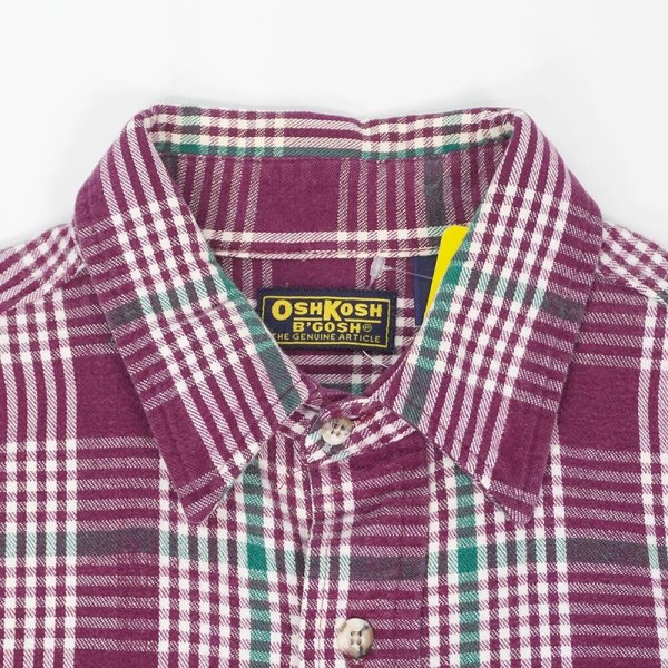 画像3: 90's OSHKOSH ヘビーネルシャツ "Burgundy Plaid" (3)