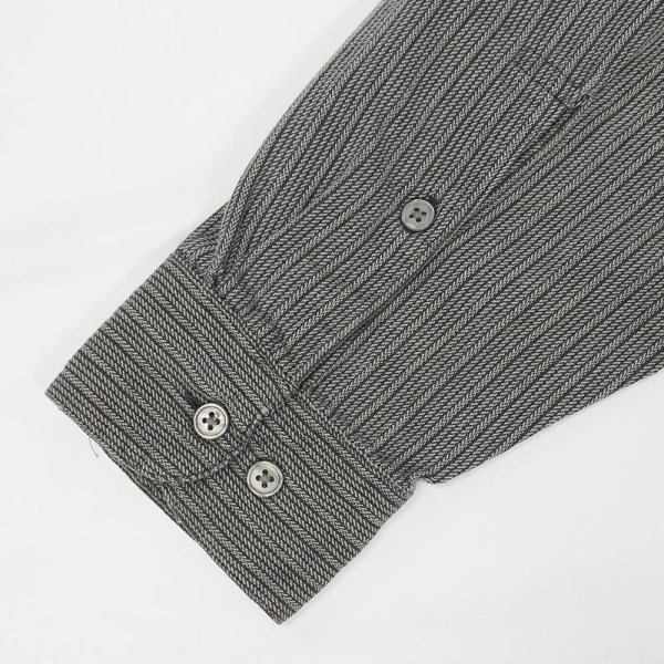 画像3: 90's PERRY ELLIS ストライプ柄 バンドカラーシャツ (3)