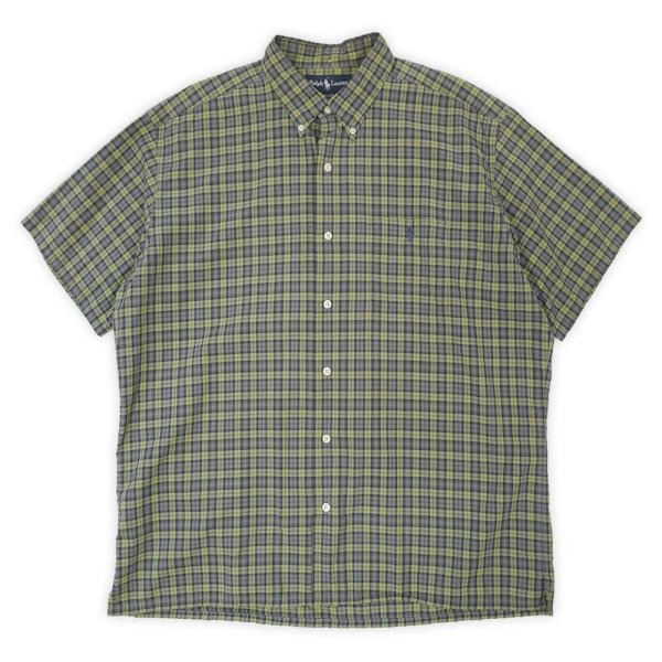 画像1: 90's Polo Ralph Lauren S/S ボタンダウンシャツ "GREGGOR / Olive Plaid" (1)