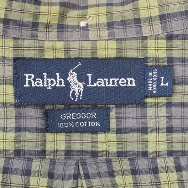 画像2: 90's Polo Ralph Lauren S/S ボタンダウンシャツ "GREGGOR / Olive Plaid" (2)