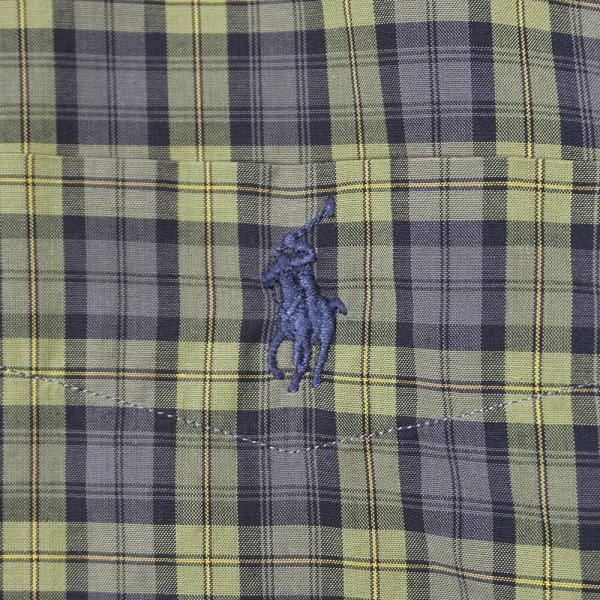 画像4: 90's Polo Ralph Lauren S/S ボタンダウンシャツ "GREGGOR / Olive Plaid" (4)