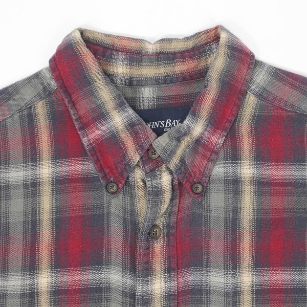 画像3: 00's ST JOHN'S BAY フランネルボタンダウンシャツ "Red Omble Plaid" (3)