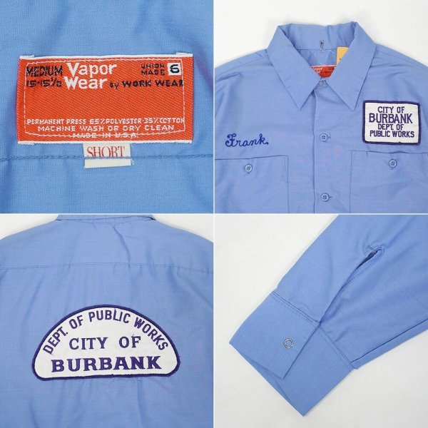画像2: 70's Vapor Wear L/S ワークシャツ "MADE IN USA / M-SHORT" (2)